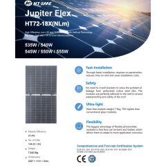 550W Esnek Güneş Paneli Marin Tipi Solar Panel HT72-18X(NLm)