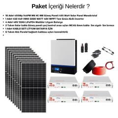 Güneş Enerjisi Solar Paketi VMIII 5Kva Mppt İnverter 550 watt Güneş Paneli 48V 50 Amper Lityum Akü