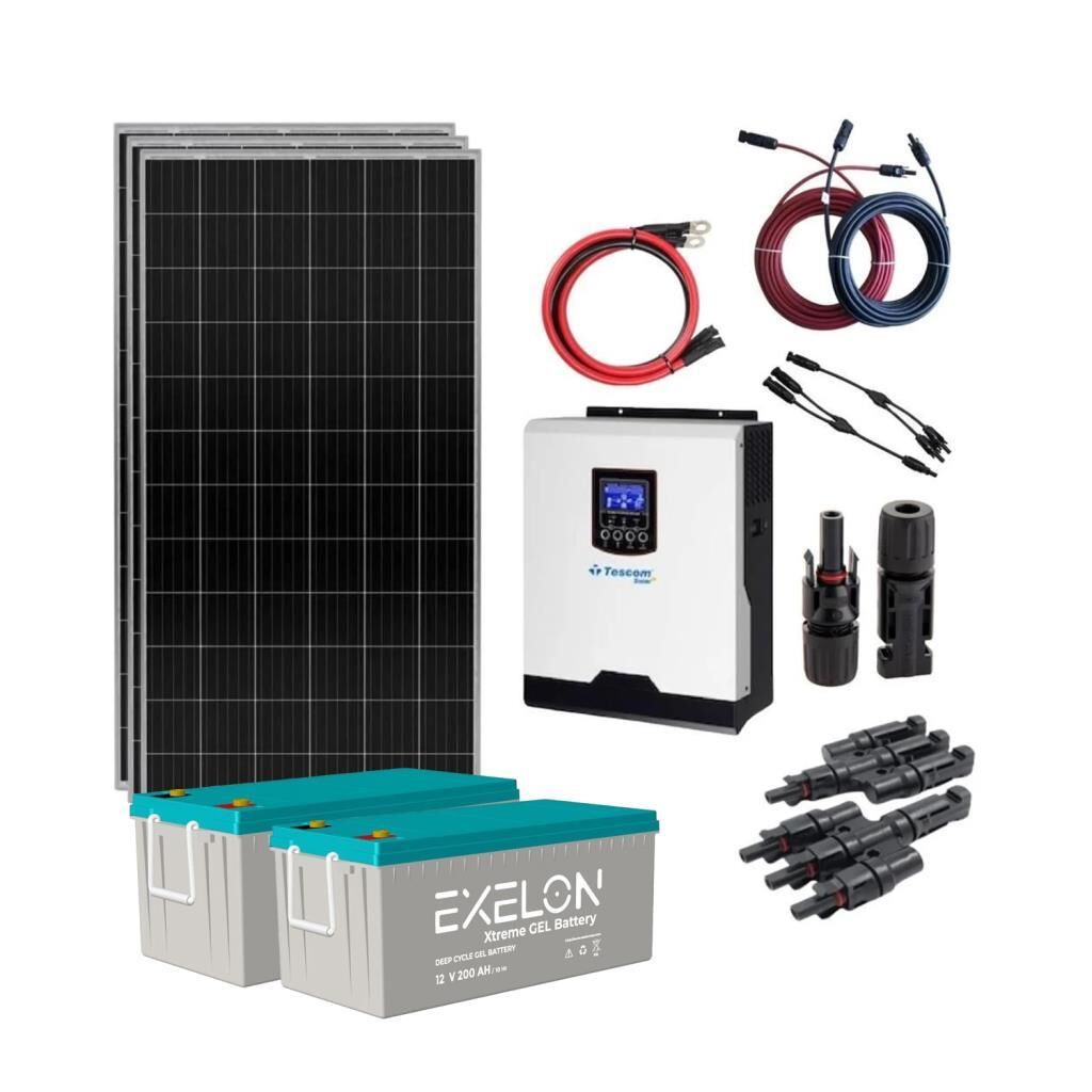 Güneş Enerjisi Solar Paketi 3kVA İnverter 410W Güneş Paneli 200Ah Jel Akü