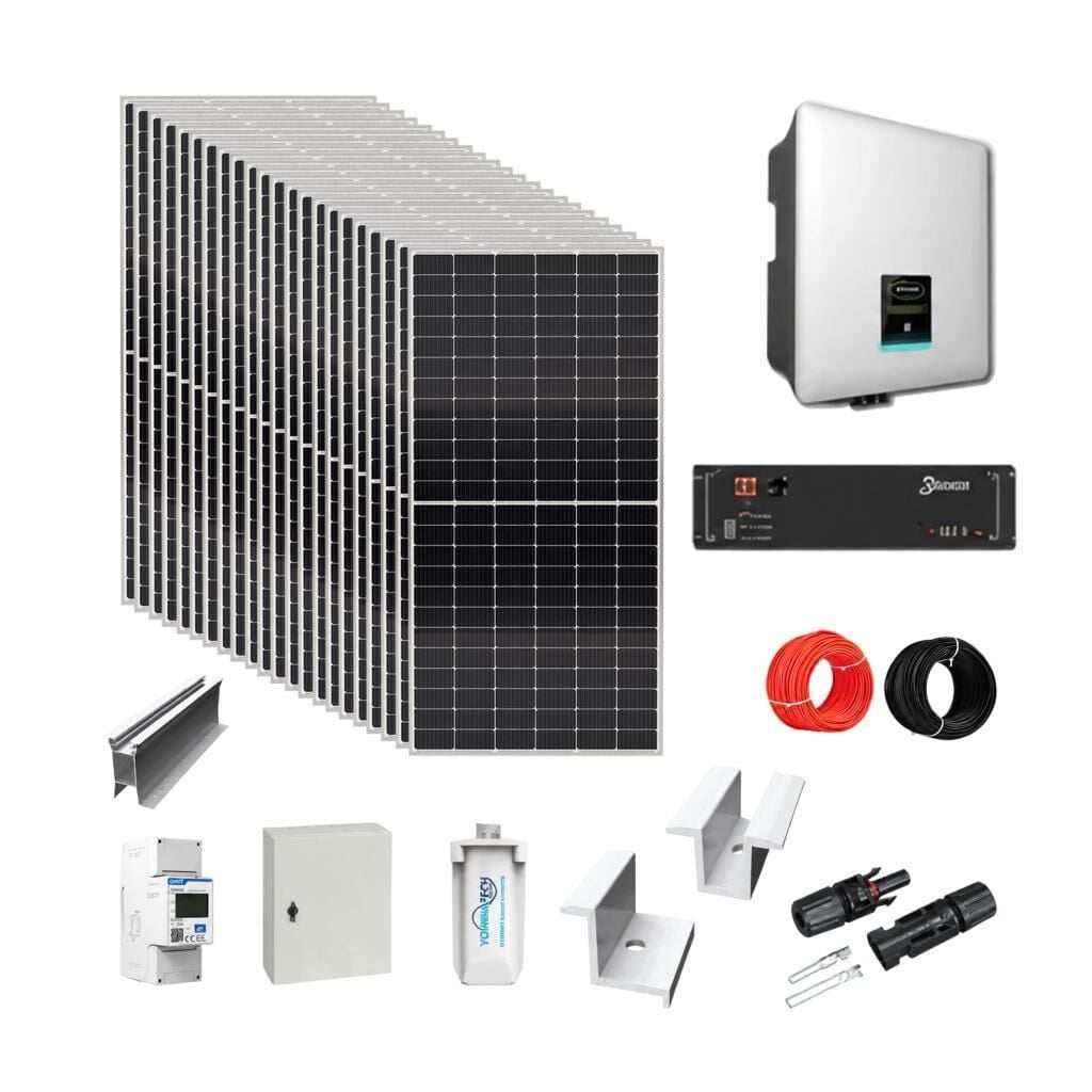 ON GRID Lithium Hybrid 10 kW kVA نظام حزمة الألواح الشمسية الكهروضوئية ثلاثية الأطوار