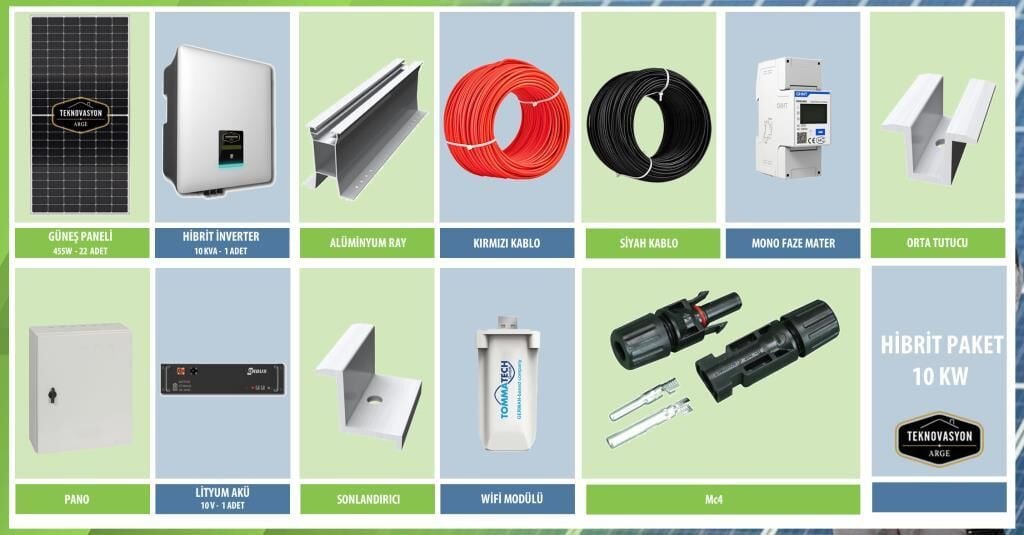 ON GRID Lithium Hybrid 10 kW kVA نظام حزمة الألواح الشمسية الكهروضوئية ثلاثية الأطوار