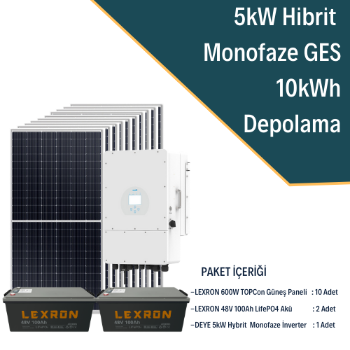 5kW Monofaze Hibrit Güneş Enerjisi Sistemi  2