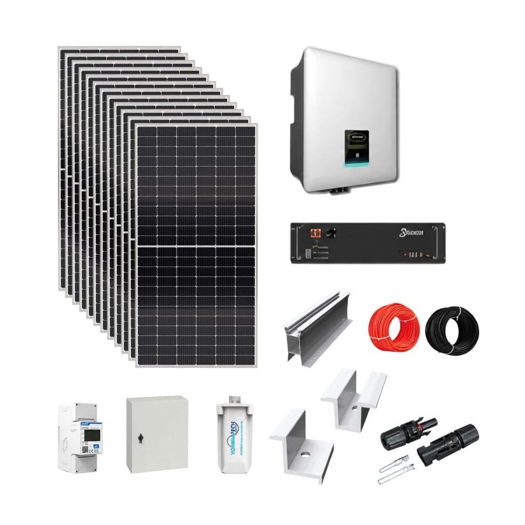 ON GRID Lithium Hybrid 5 kW kVA نظام حزمة الألواح الشمسية أحادية الطور