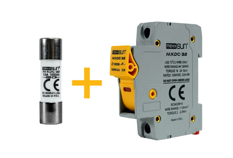 DC Sigorta + Sigorta Yuvası (16A 1000V) - 12 Adet