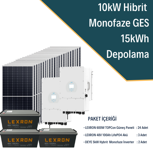 10kW Monofaze Hibrit Güneş Enerjisi Sistemi 2