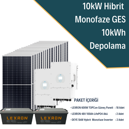 10KW Monofaze Hibrit Güneş Enerjisi Sistemi  1