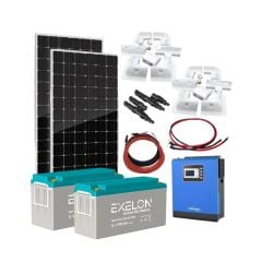 Karavan Solar Enerji Paketi 3kVA MPPT İnverter 2x330W Güneş Paneli 2x150Ah Jel Akü