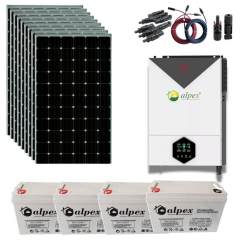 Güneş Enerjisi Bağ Evi Solar Paketi  Hybrit  inverter 6200 W 48V 410W Güneş Paneli 100 Ah Jel Akü
