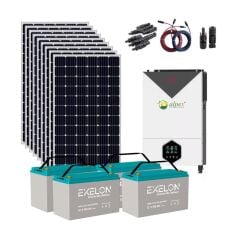 Güneş Enerjisi Bağ Evi Solar Paketi 6.2kW Hibrit İnverter 410W Panel & 100Ah Jel Akü