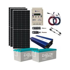 Güneş Enerjisi Bağ Evi Solar Paketi 3000W 24V Tam Sinüs İnverter 285W 24V Güneş Paneli 200Ah 12V Jel Akü