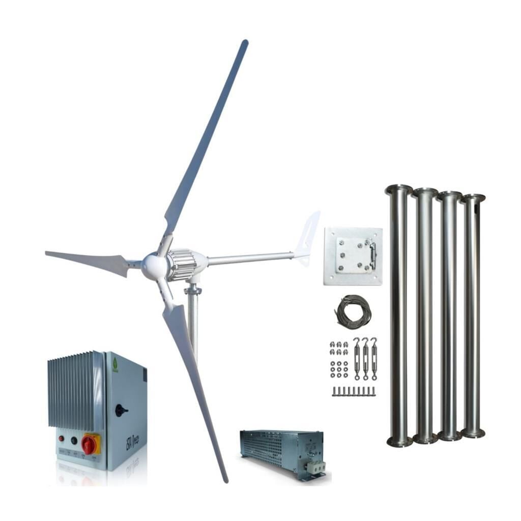 IstaBreeze Set i‑2000W 24V/48V Rüzgar Türbini + Wind Pro Şarj Kontrol + Direk Seti