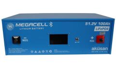 Megacell 51,2V 100Ah LiFePO4 Lityum Demir Fosfat Akü(Bluetooth)