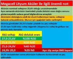 Megacell LiFePO4 25.6 V 200 Ah Lityum Demir Fosfat Akü