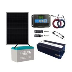 Güneş Enerjisi Bağ Evi Solar Paketi 600W Modifiye Sinüs İnverter 250W Güneş Paneli 100Ah Jel Akü