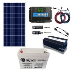 Güneş Enerjisi Bağ Evi Solar Paketi 600W 12V Modifiye Sinüs İnverter 170W 12V Güneş Paneli 100Ah 12V Jel Akü