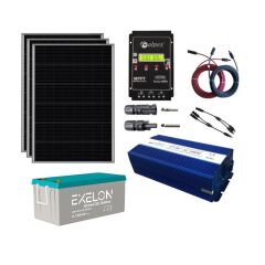 Güneş Enerjisi Bağ Evi Solar Paketi 1000W Tam Sinüs İnverter 250W 12V Güneş Paneli 200Ah Jel Akü
