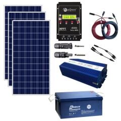 Güneş Enerjisi Bağ Evi Solar Paketi SP500 1000W Tam Sinüs İnverter 170W 12V Güneş Paneli 200Ah 12V Jel Akü