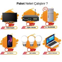 Güneş Enerjisi Bağ Evi Solar Paketi SP500 1000W Tam Sinüs İnverter 170W 12V Güneş Paneli 200Ah 12V Jel Akü