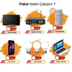Güneş Enerjisi Bağ Evi Solar Paketi SP500 1000W Tam Sinüs İnverter 170W 12V Güneş Paneli 200Ah 12V Jel Akü