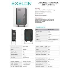 Exelon 51.2 V 314 Ah 16 kW LiFePO4 Lityum Akü