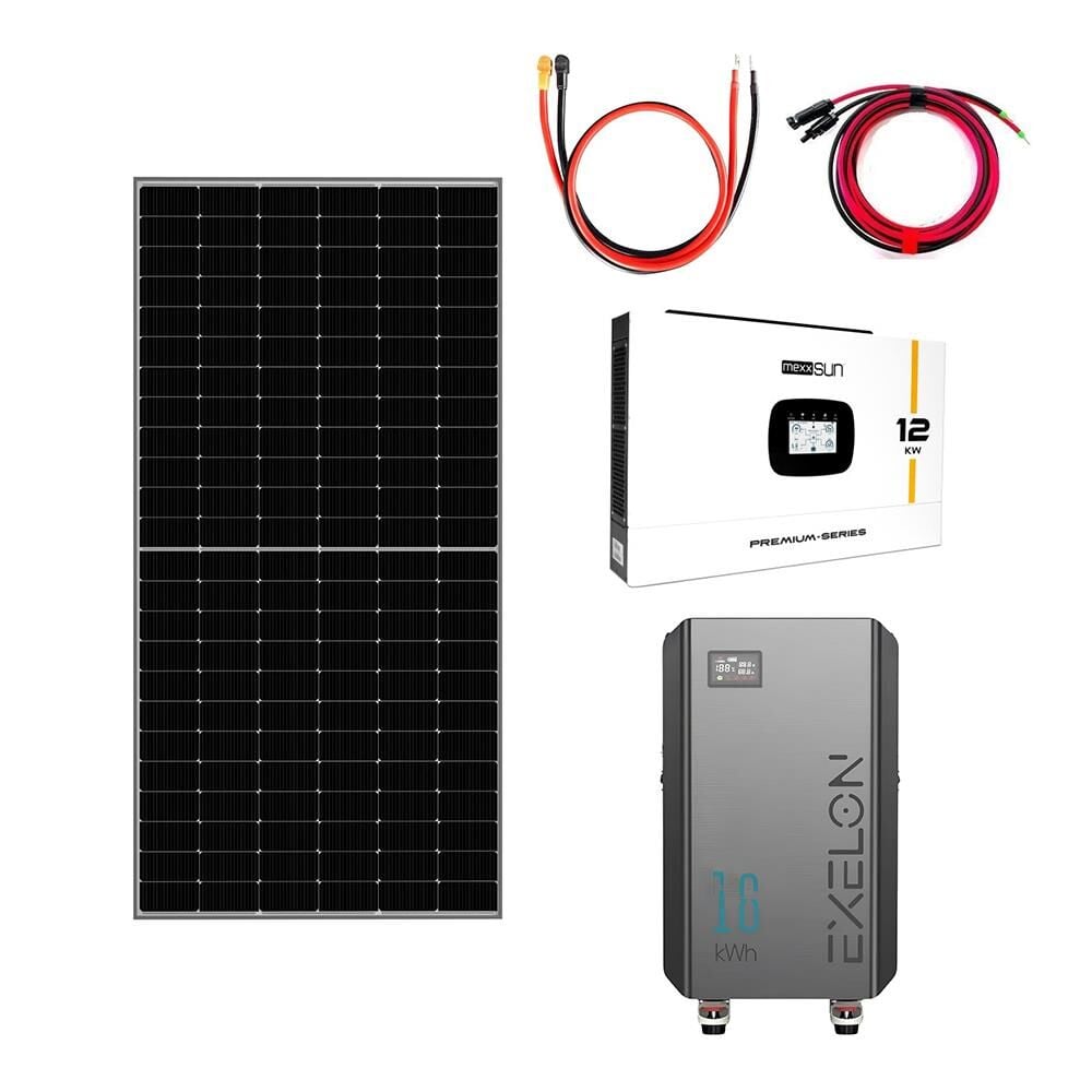 12 kW Akıllı İnverterli 16 kWh Bataryalı Arttırılabilir Hazır Solar Enerji Paketi