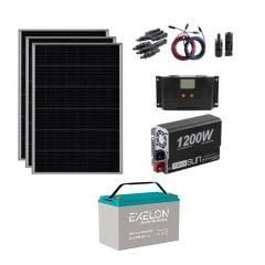 Güneş Enerjisi Bağ Evi Solar Paketi 1200W Sinüs İnverter 250W Güneş Paneli 100Ah Jel Akü