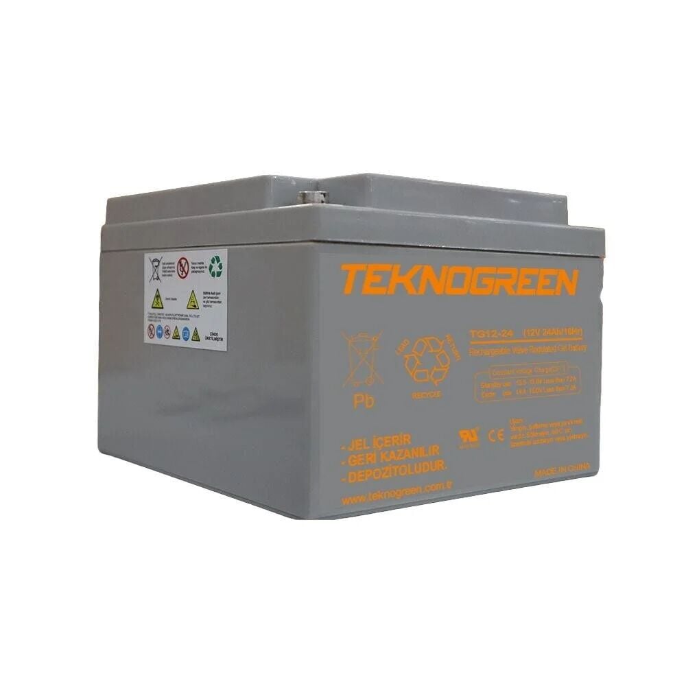 Teknogreen 24 Ah 12 Volt Akü Yatık Tip