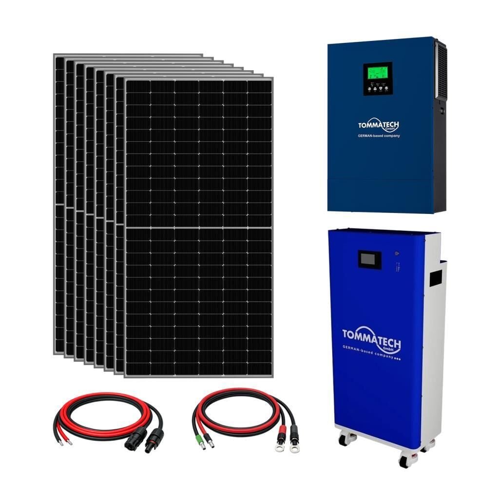 8x600W TopCon Güneş Paneli 8KVA İnverter 51.2V 280Ah Lityum Bataryalı Hazır Solar Enerji Paketi