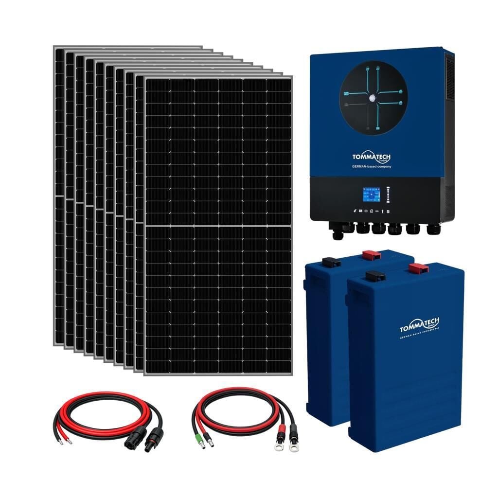 10x600W TopCon Güneş Paneli 11KVA İnverter 2x51.2V 100Ah Lityum Bataryalı Hazır Solar Enerji Paketi