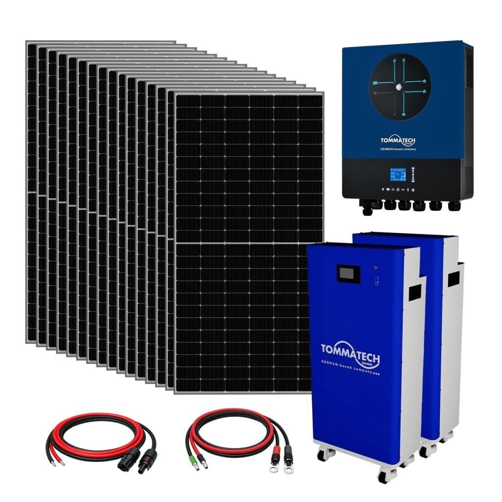 16x600W TopCon Güneş Paneli 11KVA İnverter 2x51.2V 280Ah Lityum Bataryalı Hazır Solar Enerji Paketi
