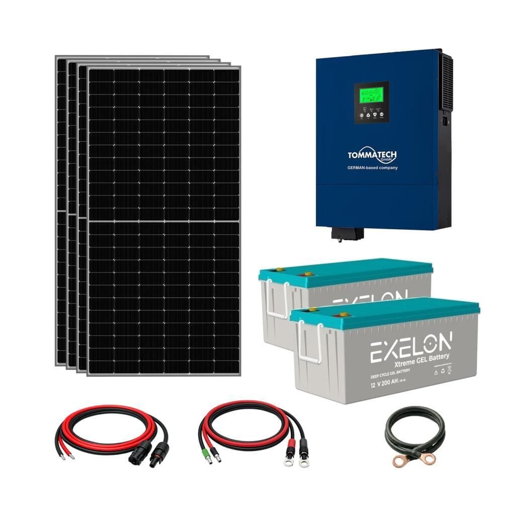 4x600W TopCon Güneş Paneli 4.2KVA İnverter 2x12V 200Ah Jel Akü Hazır Solar Enerji Paketi