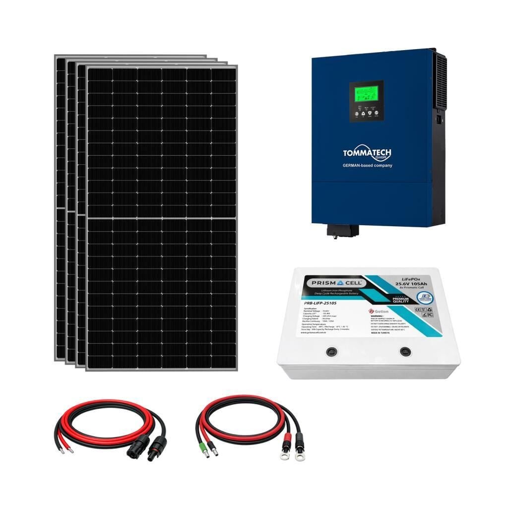 4x600W TopCon Güneş Paneli 4.2KVA İnverter 25.6V 105Ah Lityum Bataryalı Hazır Solar Enerji Paketi