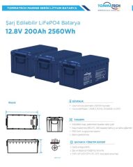 TommaTech Marine 25.6V 100Ah LiFePO4 ABS+PC Kasa Lityum Batarya