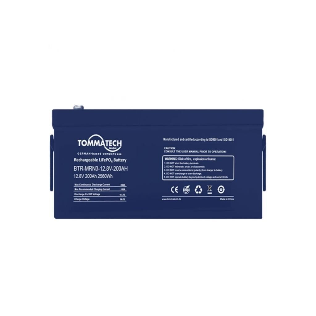 TommaTech Marine 12.8V 200Ah LiFePO4 ABS+PC Kasa Lityum Batarya