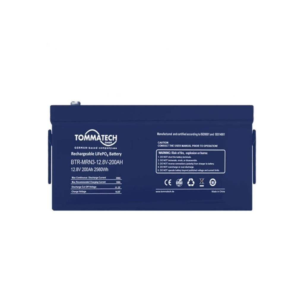 TommaTech Marine 12.8V 200Ah LiFePO4 ABS+PC Kasa Lityum Batarya