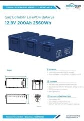 TommaTech Marine 12.8V 200Ah LiFePO4 ABS+PC Kasa Lityum Batarya