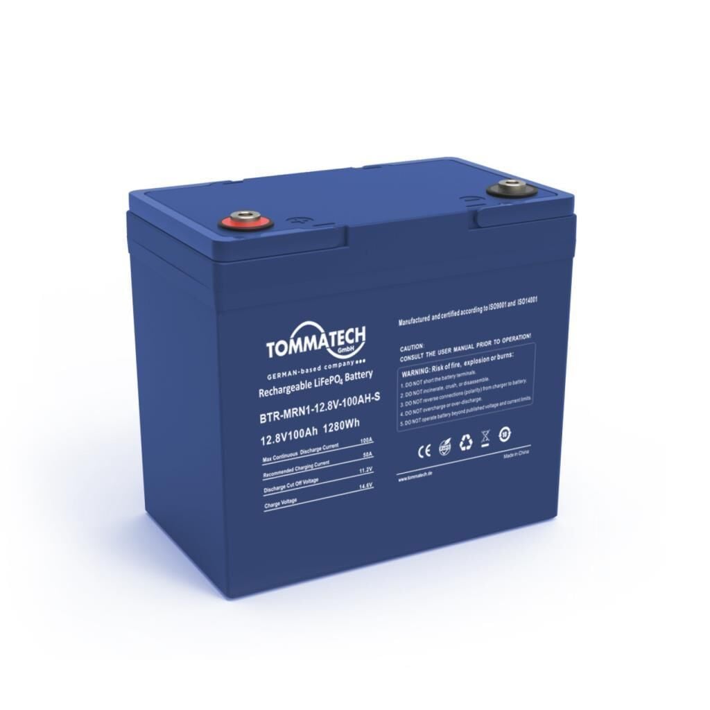 TommaTech Marine 12.8V 100Ah LiFePO4 ABS+PC Kasa Lityum Batarya