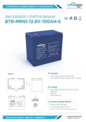 TommaTech Marine 12.8V 100Ah LiFePO4 ABS+PC Kasa Lityum Batarya