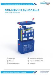 TommaTech Marine 12.8V 100Ah LiFePO4 ABS+PC Kasa Lityum Batarya