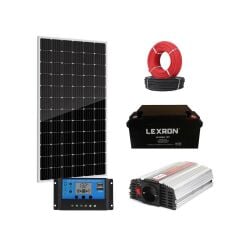 Güneş Enerjisi Aydınlatma - TV Paketi  600W İnverter 170W Güneş Paneli 65Ah Jel Akü