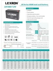 Lexron 12V 9Ah Kuru Tip Akü