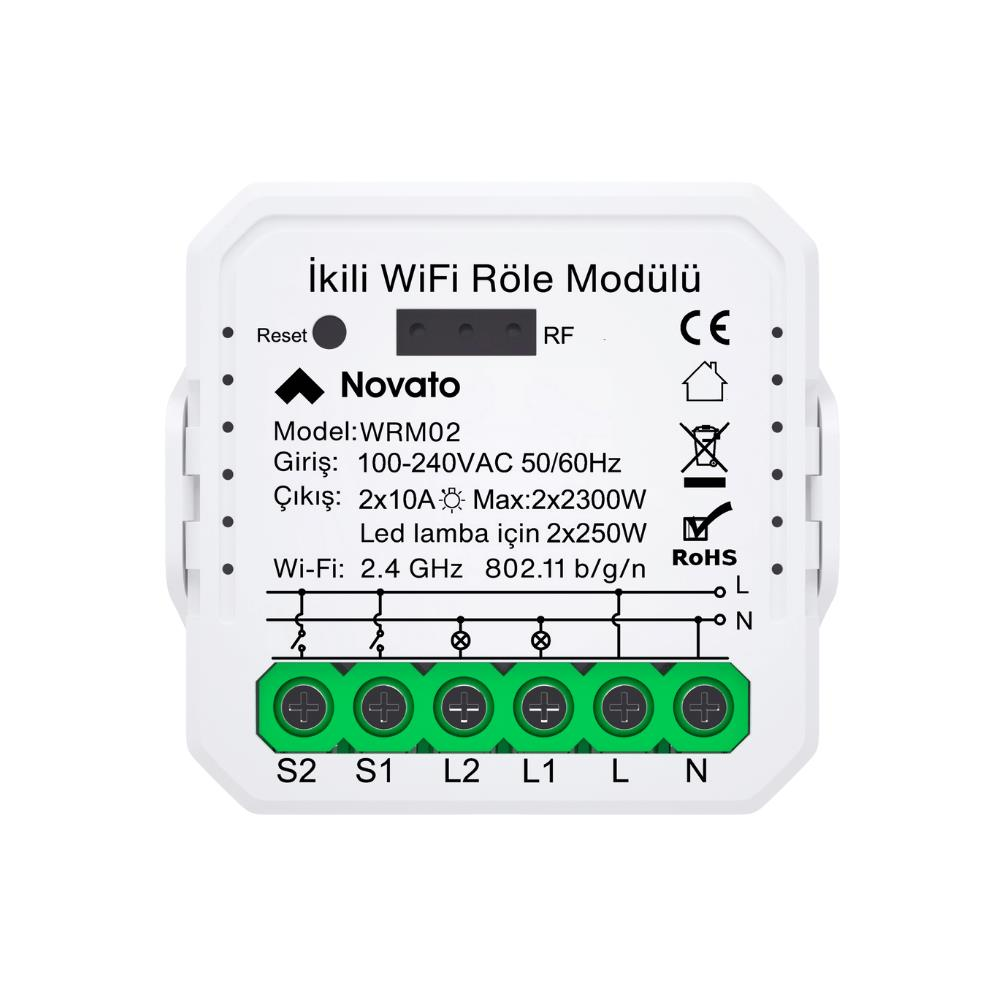 Novato Tuya Mini WiFi Çift Çıkışlı Akıllı Röle
