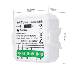 Novato Tuya Zigbee İki Çıkışlı Akıllı Röle