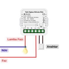 Novato Tuya Mini Zigbee Nötrsüz Tek Çıkışlı Röle