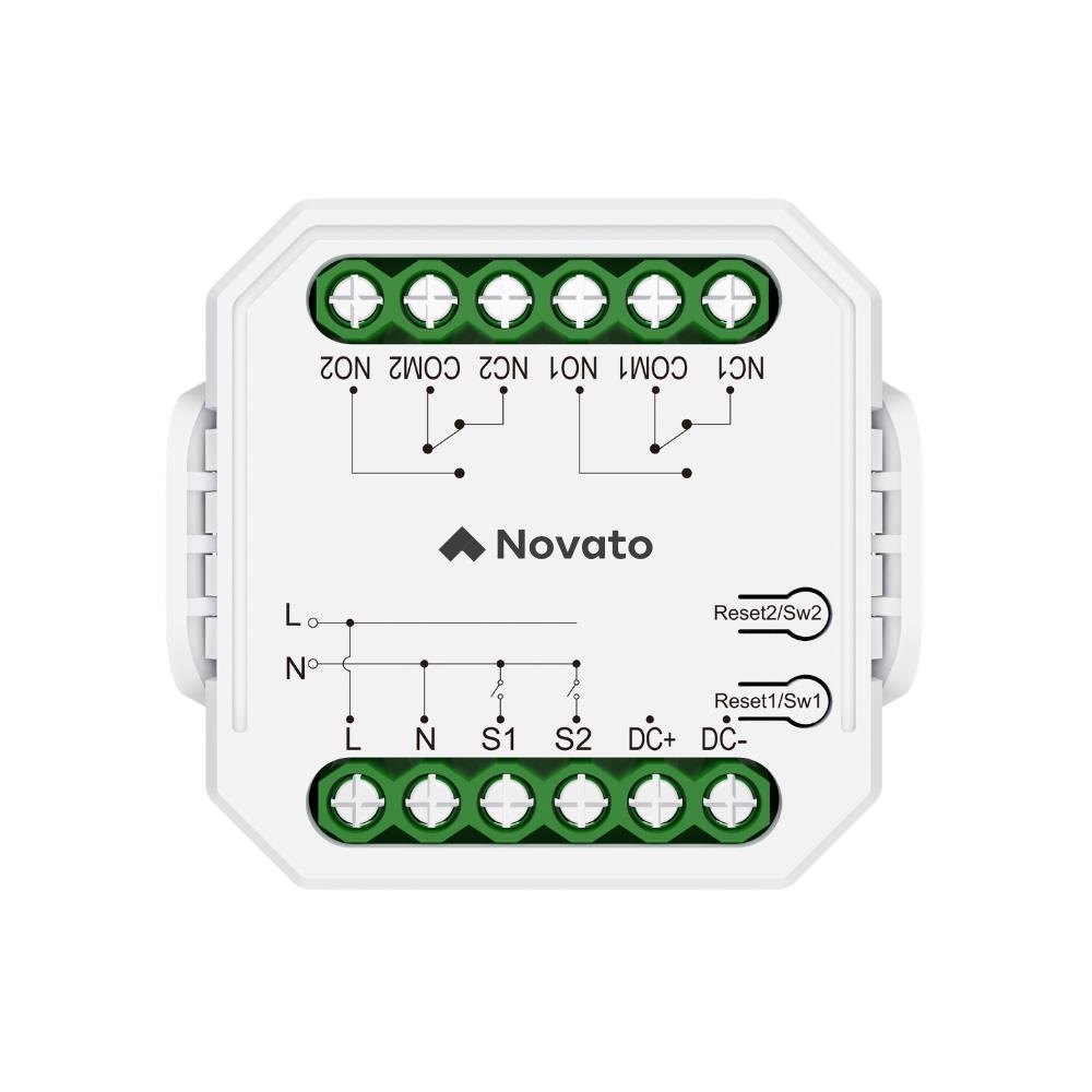 Novato WiFi Çift Kuru Kontak Çıkışlı Röle