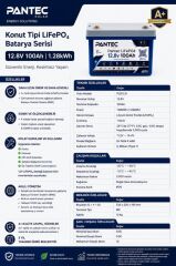 Pantec 12.8V 100Ah 1.28kWh LiFePO4 Lityum Akü