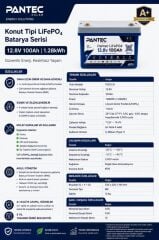 Pantec 12.8V 100Ah 1.28kWh LiFePO4 Lityum Akü