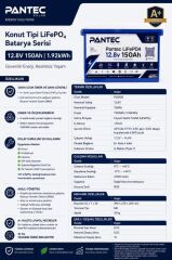 Pantec 12.8V 150Ah 1.92kWh LiFePO4 Lityum Akü