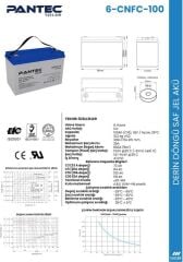 Pantec 100 Amper Solar Jel Akü Derin Döngü