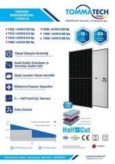 TommaTech 600W Half-Cut TOPCon Güneş Paneli - 16 Adet